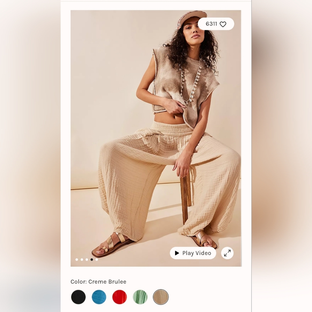 Free People Creme Brulee Mikah Pants